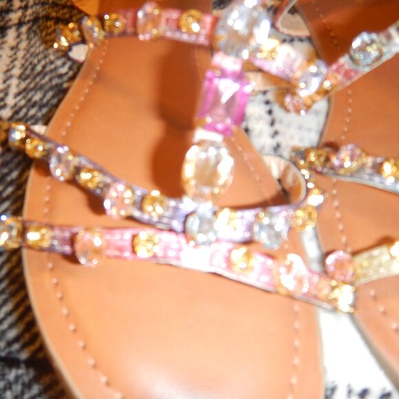 LADIES CANDIES JEWEL COLORFUL  STONES SANDALS NEW WITHOUT TAGS - Picture 5 of 11